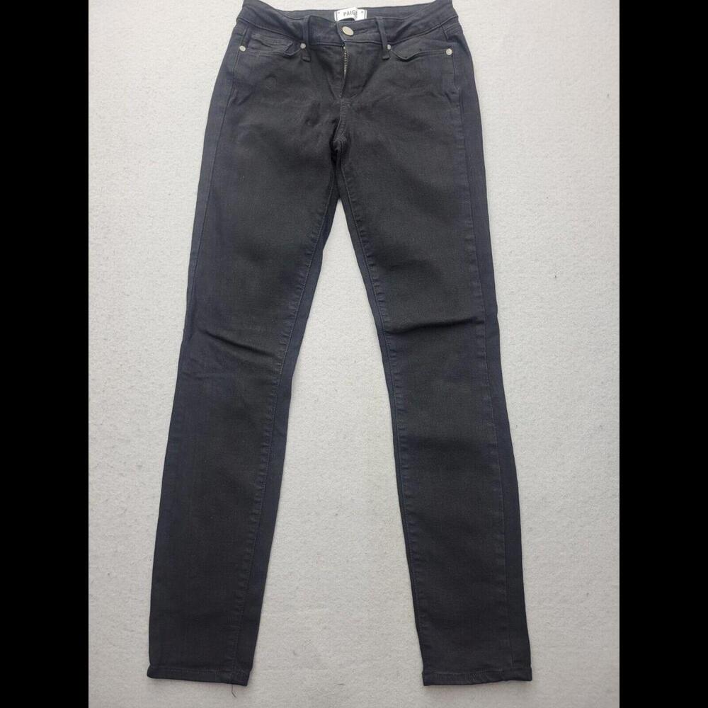 Paige Women Jeans 26 Black Skinny Dark Wash Rayon Blend Low USA